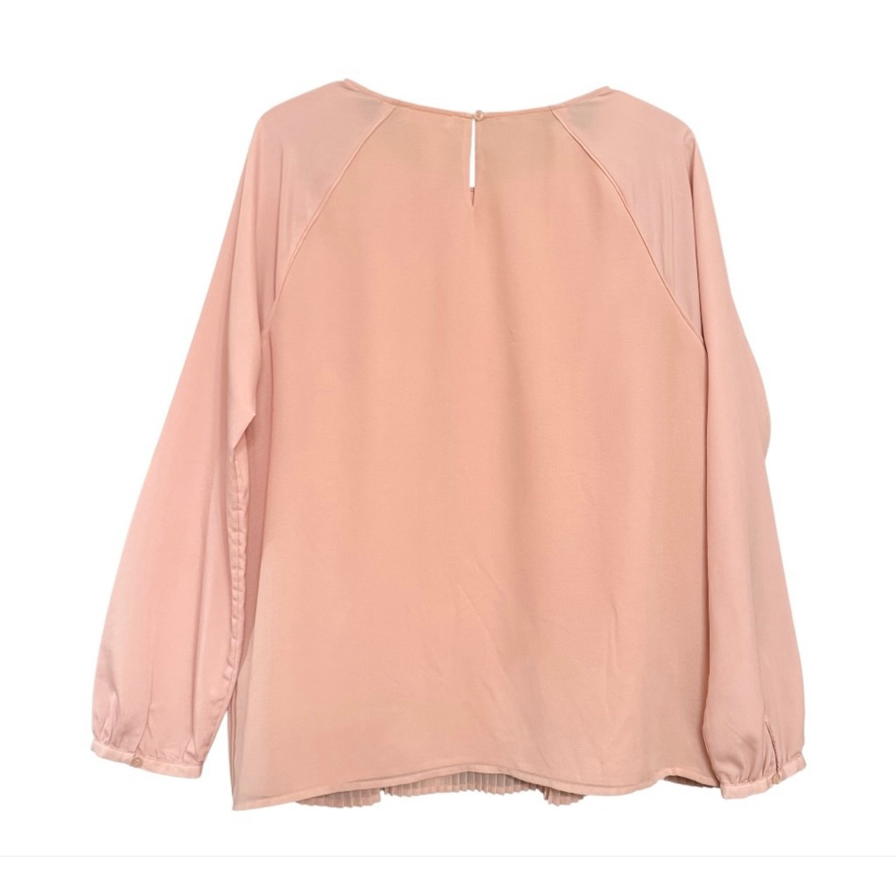 Calvin Klein Women's Pink Pleated Long Sleeve Blouse Top L - Picture 4 of 10